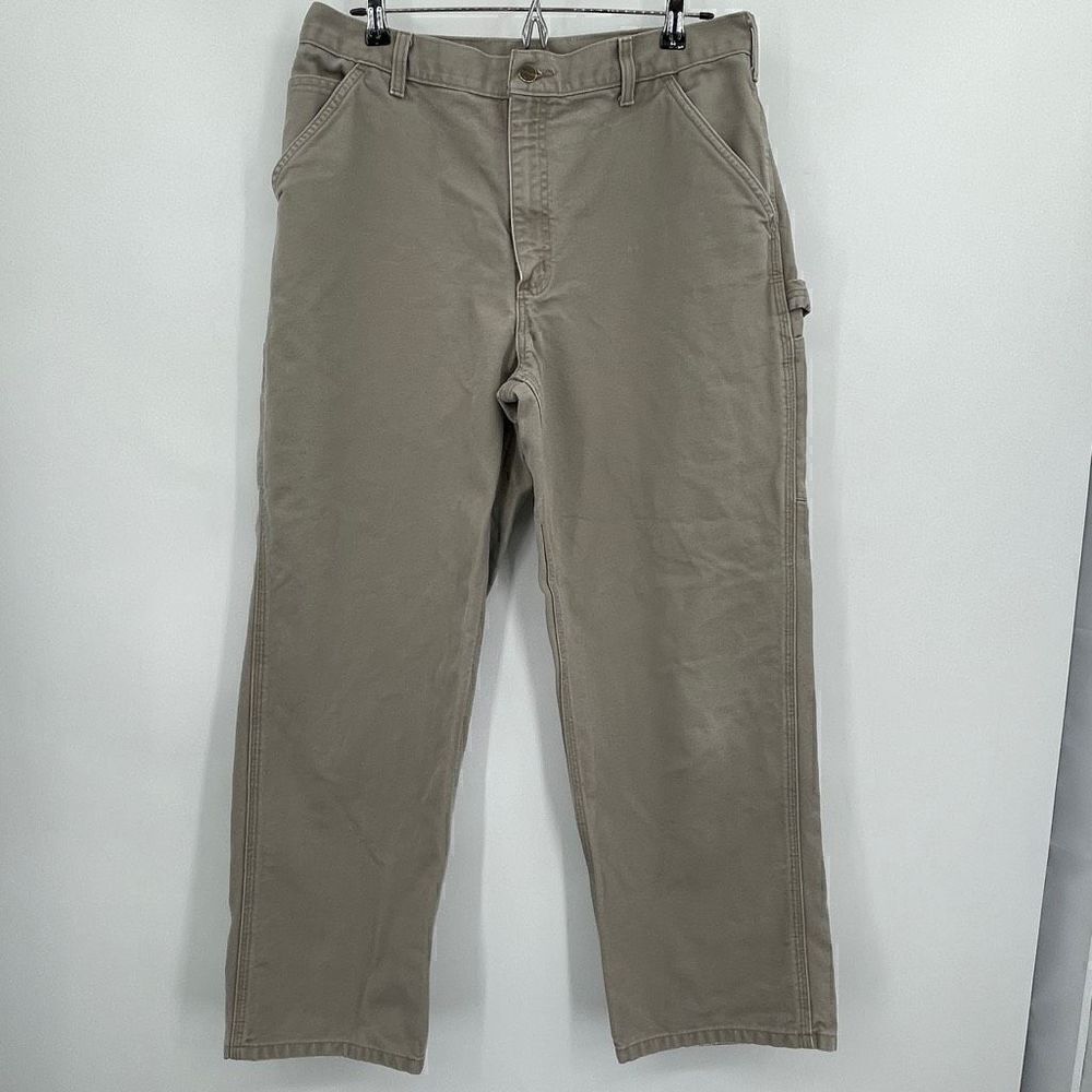 Carhartt Gray/Beige Original Dungaree Fit Carpenter Work Pants Size 36x30